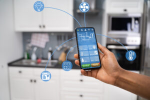 Photo showing phone and smart home tech