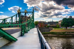 The Northampton Street Bridge over the Delaware River in Easton, Pennsylvania.