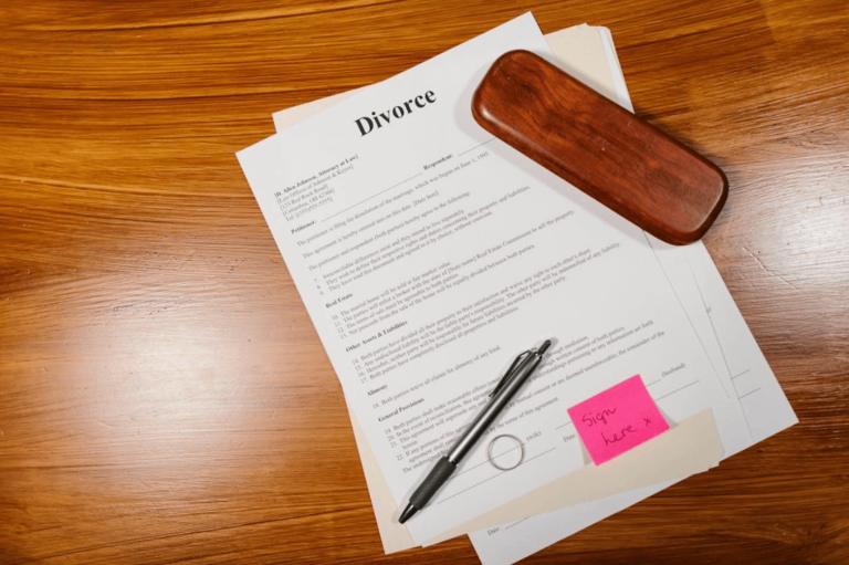 divorce paper with pen